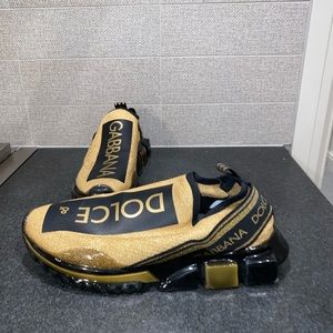 dolce and gabbana gold sneakers